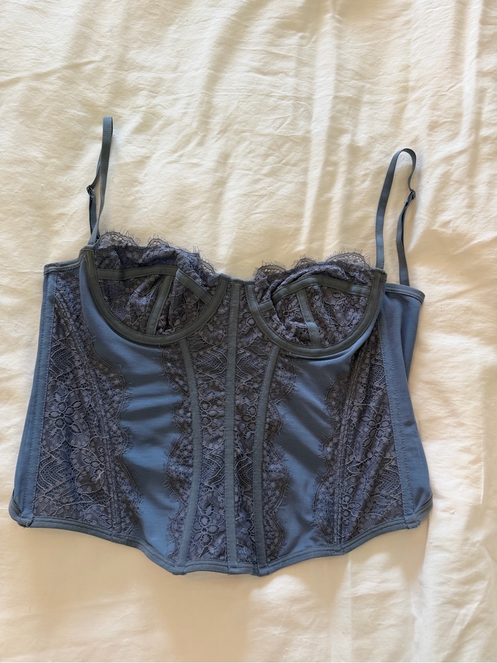 Urban Outfitters Lace-Trim Corset Bustier in Slate Blue